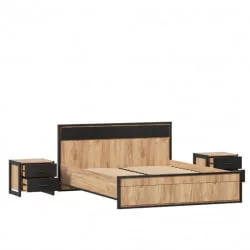 Кровать двуспальная 1600 с тумбами Техно 06 Дуб Золотой Черный