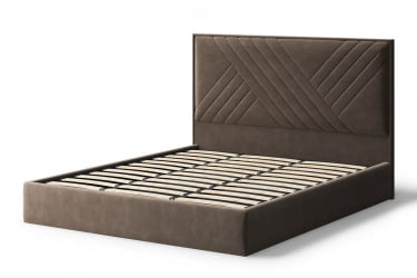 Кровать МИРА 2000*1400мм (без опор), велюр Бренди лайт 29 (коричневый), (б/основания, б/матраса)
