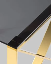 Стол квадратный КРОСС 55x55 Золото (стекло smoke)