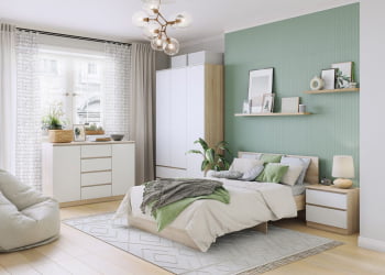 Кровать Лори 1600*2000 мм, с ортопедическим основанием и ящиками, дуб сонома светлый/белый