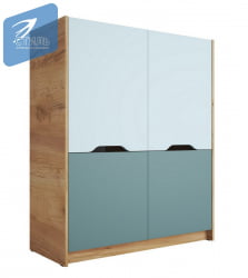 Зеленый шкаф RICH ШК-004 Мята/Сумеречный голубой/дуб крафт золотой