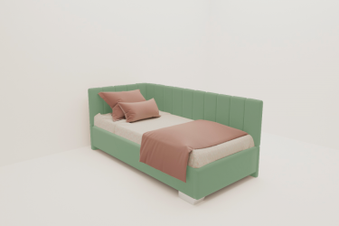 Подростковая кровать ТЕРРА БЕЗ ОСНОВАНИЯ (БЕРХОУСЕ) Цвет фасада: Мятный; Материал фасада: Металл/Велюр; Спальное место: 800х2000 мм / (BERHOUSE)
