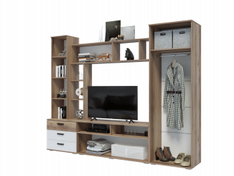 Гостиная Крокус Дуб делано/Черный глянец