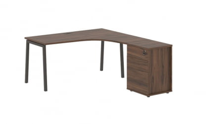 Стол эргономичный с тумбой (правый) ЕДИС ЕЛCЕТ 1518 Р Дуб Денвер темный Мокко / EDIS ELCET R