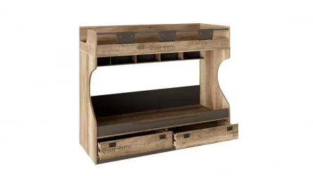 Кровать-чердак Пилигрим ТД-276.11.01 Дуб каньон светлый/Серый