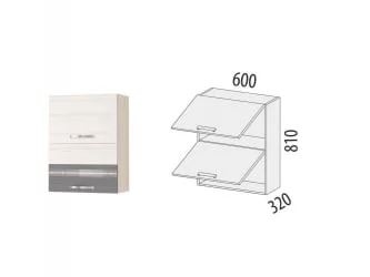Шкаф кухонный (с системой плавного закрывания) Графит 74.96.1 Сосна Астрид /Ваниль/Графит