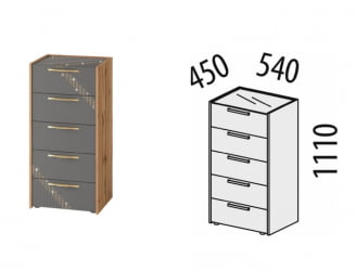 Комод Монако 902.19 Дуб Вотан Оникс Графит