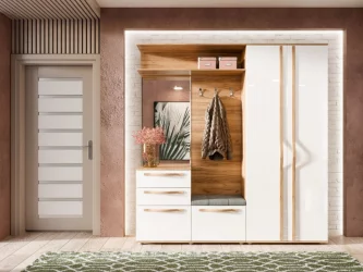 Вешалка комбинированная с зеркалом Марта-2 ЛД 136.050.000 Дуб золотой Белый глянец