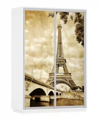 Шкаф-купе с фотопечатью Экспресс Дуо 1600х2400х Париж/Белый снег / 1600х2400h
