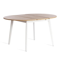 Раздвижной овальный стол СВЕЛТО ЛДСП, опора-массив березы, 105 х 105 (140) х 74.5 см, Дуб Вотан/белый / SVELTO