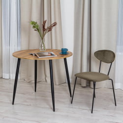 Обеденный стол URANUS ЛДСП/металл, 90x90x77 см, Дуб вотан/Черный