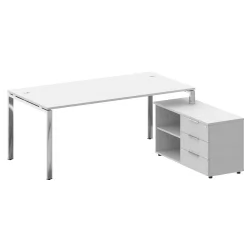 Стол рабочий руководителя с опорной тумбой левый METAL SYSTEM DIRECT БГ.СРТ-5.9 Пр Белый