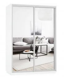 Белый шкаф-купе с зеркалом Экспресс Дуо Экспенс 1600х2200х Белый снег / 1600х2200h