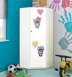 Угловой шкаф угловой с фотопечатью Совята 2.2 Белый