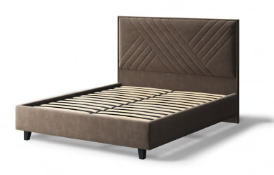 Кровать МИРА 2000*1200мм (на опорах), велюр Бренди лайт 29 (коричневый), (б/основания, б/матраса)