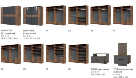 Шкаф-купе Куба ШК-2 Таксус Вольфрам