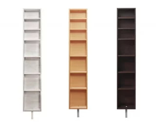 Дизайнерский шкаф в белом глянцевом стекле Зум Шелф Венге