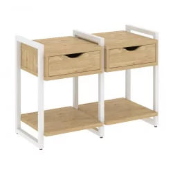 Тумба на регулируемых опорах наборная. Вариант №1 LOFT VR.L-TN-1.O Металл белый Тиквуд светлый