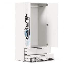 Шкаф комбинированный Мотокросс ЛД 535.040.000 Серый шелк с фотопечатью