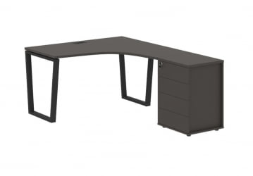 Стол эргономичный с тумбой правый ЕДИС ЕВCЕТ 1318 Р Мокко Черный / EDIS EVCET R