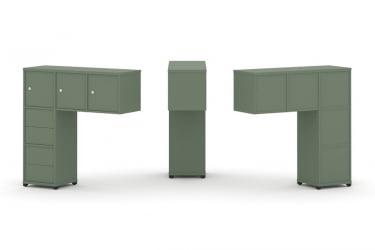 Надставка на стол низкая односторонняя + задняя стенка (5шт.) + блок с 2-мя ящиками (2шт.) + распашной фасад (3 шт.) CONCEPT CN.ONN-005 Кобо Черный металл