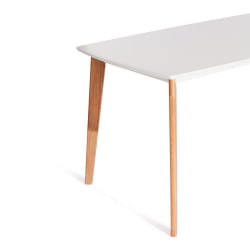 Раздвижной стол Claire столешница МДФ, опоры дерево гевея, белый / натуральное дерево, 135 x 80 x 75см