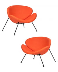 Кресло дизайнерское ДОБРИН ЕМИЛЙ (оранжевая ткань АФ, черное основания) 2 шт / DOBRIN EMILY AF,