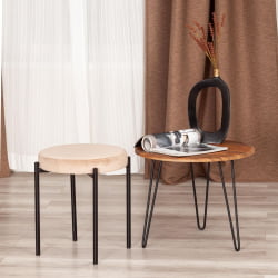 Табуретка REVO (mod. 7034) ткань/металл, 44 х 44 х 47 см, бежевый barkhat 5/черный