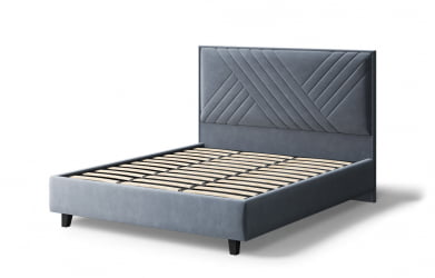 Кровать МИРА 2000*1200мм (на опорах), велюр Бренди лайт 28 (серый), (б/основания, б/матраса)