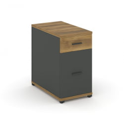 Тумба опорная/приставная с ящиком и распашным фасадом CОНCЕПТ CН.ТГО-005 Б/В Сандал Янтарный Антрацит / CONCEPT CN.TGO-005 B/W