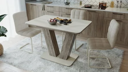 Раздвижной стол Чинзано тип 1 Дуб сонома трюфель/стекло бежевое матовое