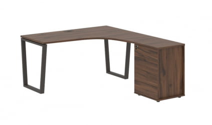 Стол эргономичный с тумбой правый ЕДИС ЕВCЕТ 1518 Р Дуб Денвер темный Мокко / EDIS EVCET R