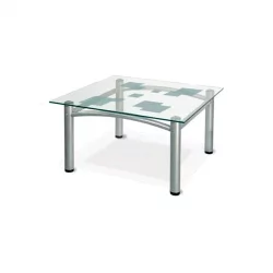 Стол журнальный Робер 2М Металлик/ прозрачное