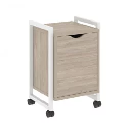 Тумба на колесных опорах с распашным фасадом LOFT VR.L-T2.K Металл белый Дуб Аттик