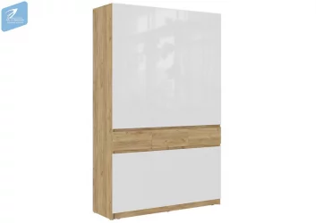 Дизайнерский шкаф ШК-002 БОСТОН дуб крафт золотой/Белый глянец