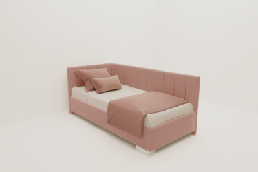 Детская кровать 190 90 ТЕРРА БЕЗ ОСНОВАНИЯ (BERHOUSE) Материал фасада: Металл/Велюр; Спальное место: 900х1900; Цвет: Бледно розовый