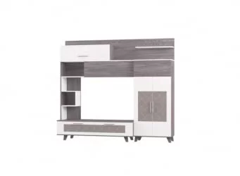 Стенка Элена Лайт 1 Ясень Черный Бодега Белый