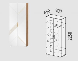 Шкаф для одежды с полками и штангой (лев/прав) Монако 403.02