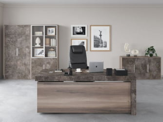 Шкаф высокий 4 створки, с нишей B-TONE BTN36153442 Вяз Бетон темный