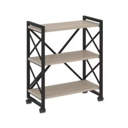 Стеллаж на колесных опорах - 3 полки LOFT  VR.L-MST.K-3.8 Металл черный Дуб Аттик