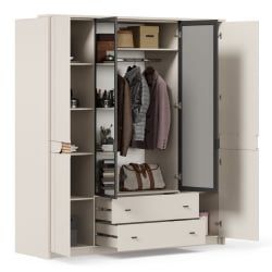 Шкаф четырехстворчатый с зеркальными дверями Нильс ЛД 423.060.000 Кашемир/Дуб Тортуга