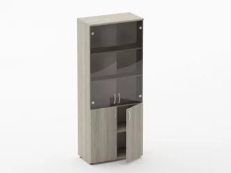 Шкаф высокий со стеклом Глассй 6.19.151 Дуб сантана светлый / Glassy