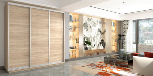 Шкаф-купе в коридор Экспресс Трио Элемент 1800х2200х Дуб сонома / 1800х2200h