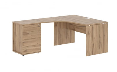 Стол эргономичный с тумбой правый EDIS EDCET 1518 R Дуб Денвер светлый Белый