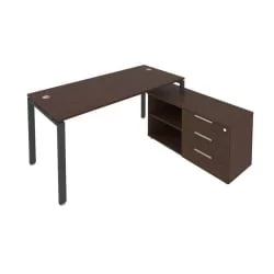 Рабочая станция на П-образном м/к с опорной тумбой правая Метал Сйстем Б.РС-СТС-2.4 Пр Венге/Антрацит / Metal System