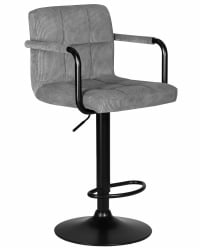 Стул барный DOBRIN KRUGER ARM BLACK (серый вельвет (LAR-E2041-25))