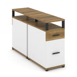 Тумба двухсторонняя опорная приставная с ящиком, распашным фасадом и надставкой CОНCЕПТ CН.ДТГО-006 Б/В Сандал Янтарный Белый бриллиант Черный / CONCEPT CN.DTGO-006 B/W