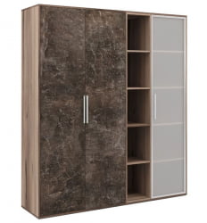 Шкаф высокий 3 створки, с нишей B-TONE BTN36152542 Вяз Бетон темный