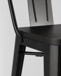 Стул барный Tolix Wood 75.5  со спинкой Черный