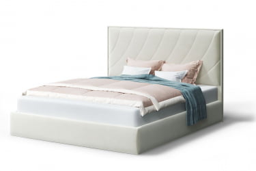 Кровать СОФИЯ 2000*1600мм (без опор), велюр Бренди лайт 02 (серо-белый), (б/основания, б/матраса)